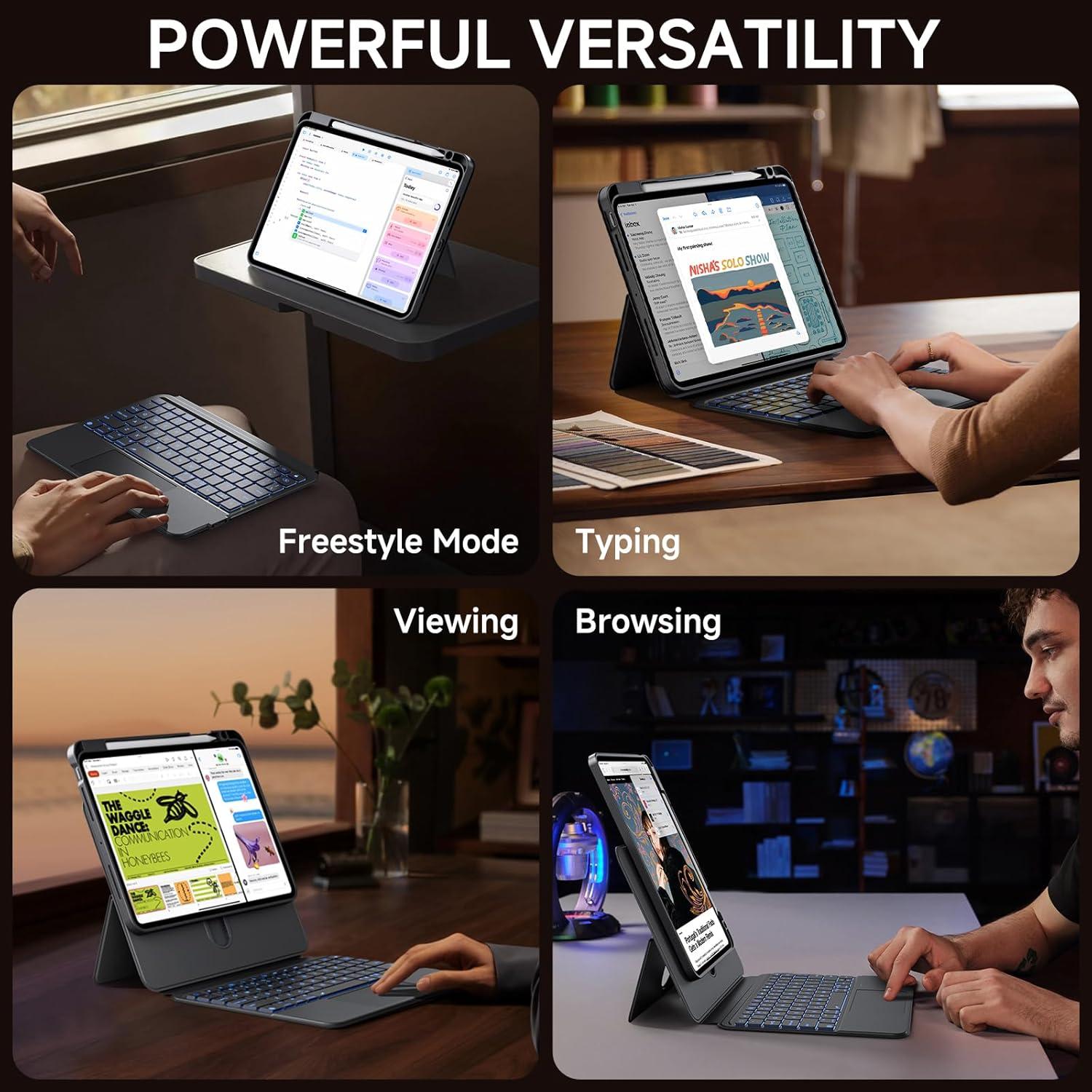 Funda Teclado iPad Air 11" Tiaota con Trackpad y Soporte 360°