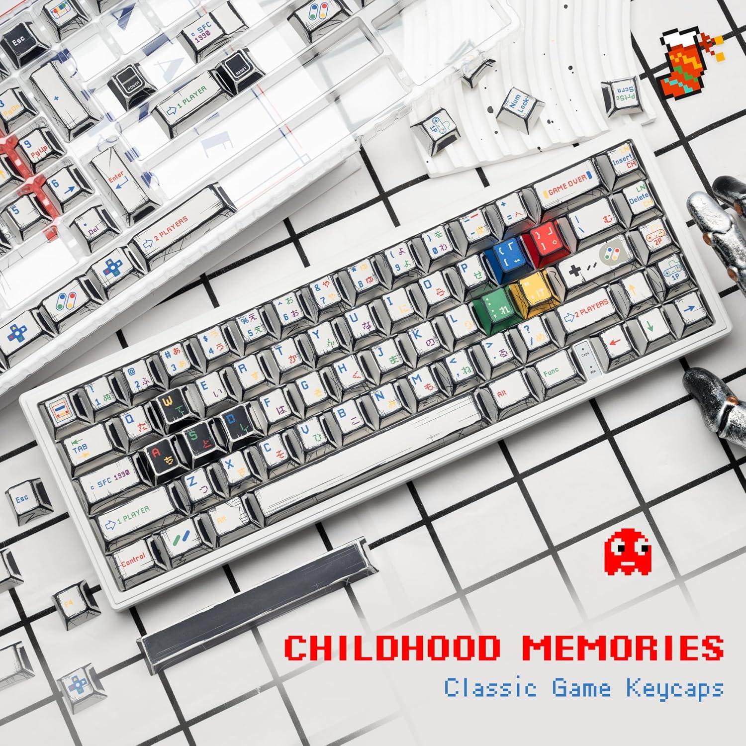 Set de 141 Caps de Teclado PBT Retro Anime Rainy75 - Compatible con Cherry