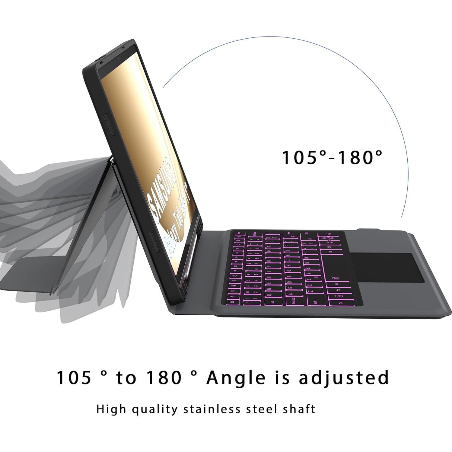 Keyboard Case for Samsung Galaxy Tab A9+ A9 Plus 11": 7 Colors Backlit Trackpad Keyboard for 11inch Samsung Tab A9+ Plus 5G | Smart Touch Wireless Keyboard Folio Book Cover with Pen Holder & Kickstand