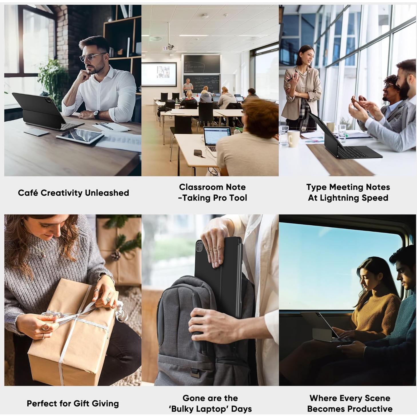 Funda con Teclado doqo para iPad Air 11 y Pro 11 - Retroiluminada