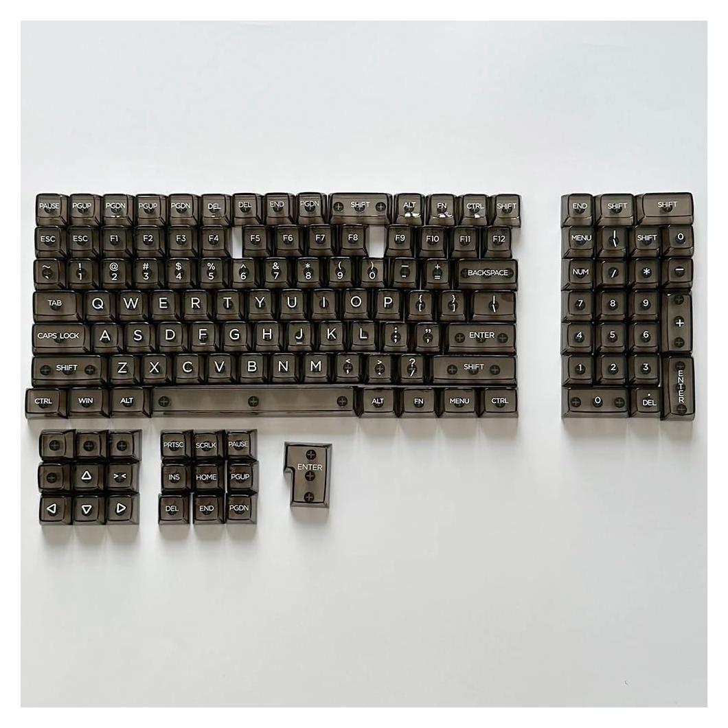 132 Keys Crystal Transparent Keycap Set, CBSA Profile, RGB Mechanical Keyboard PC Material Keycaps (Transparent Black)
