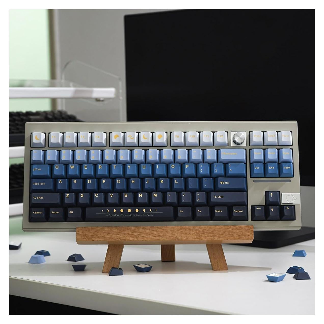 Juego de Teclas PBT Mintcaps 130 Teclas Luna Perfil Cherry
