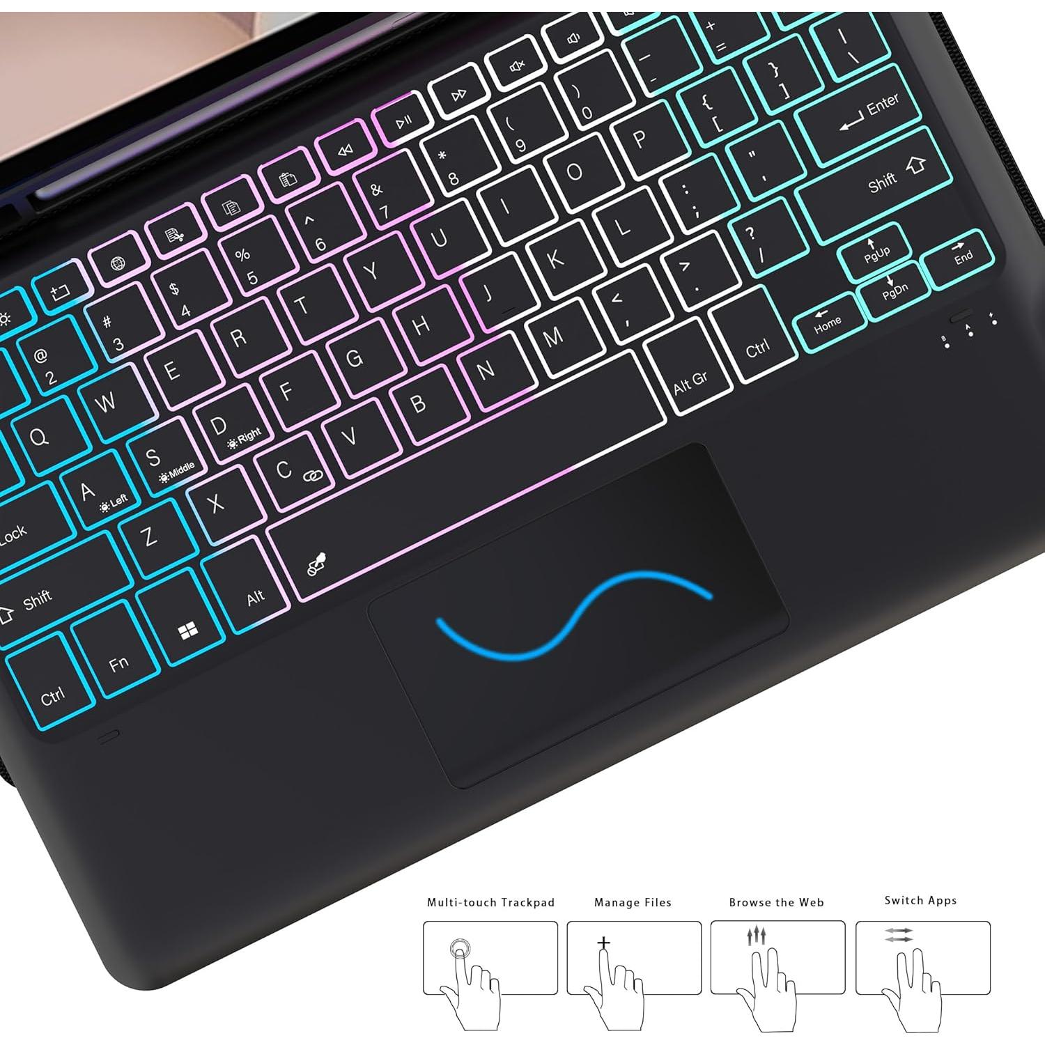 Funda de Teclado Retroiluminado SNOODU para Galaxy Tab S9 FE+ 12.4"