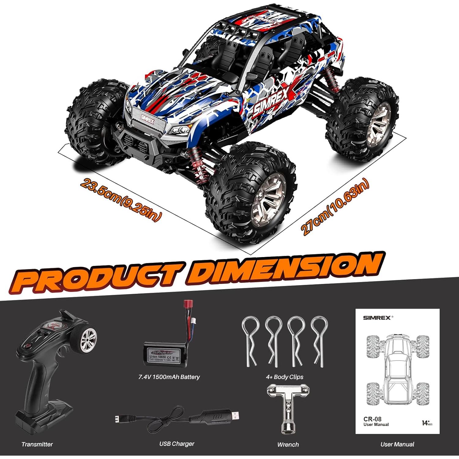 Coche RC Todo Terreno SIMREX 1/16 36 KPH 4WD Control Remoto