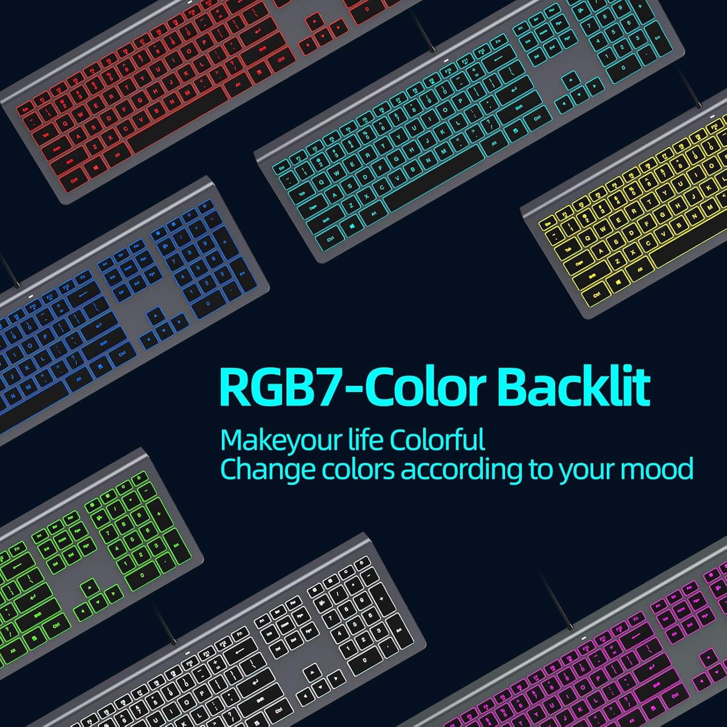 Teclado USB Retroiluminado RGB B.FRIENDit Completo para Windows
