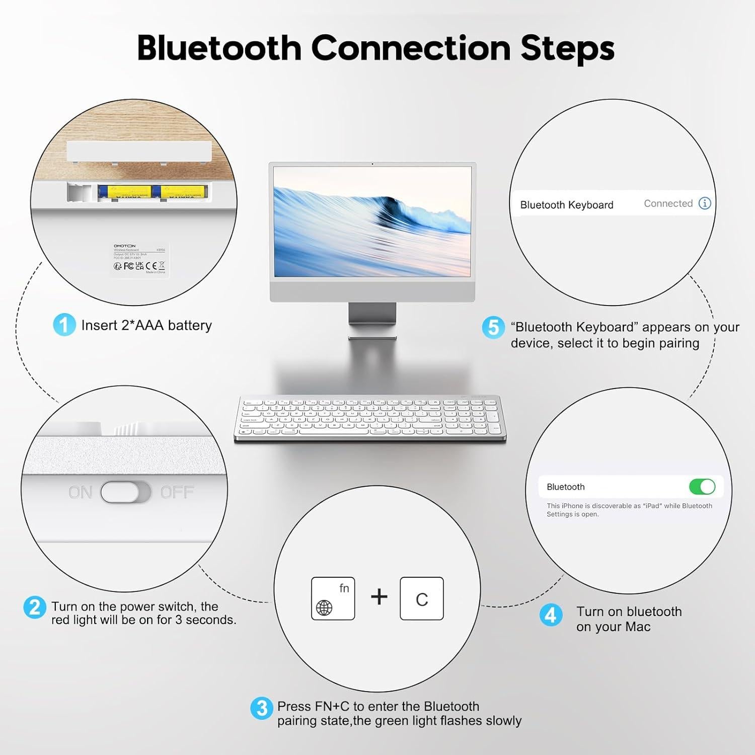 Teclado Bluetooth OMOTON para Mac con Teclado Numérico