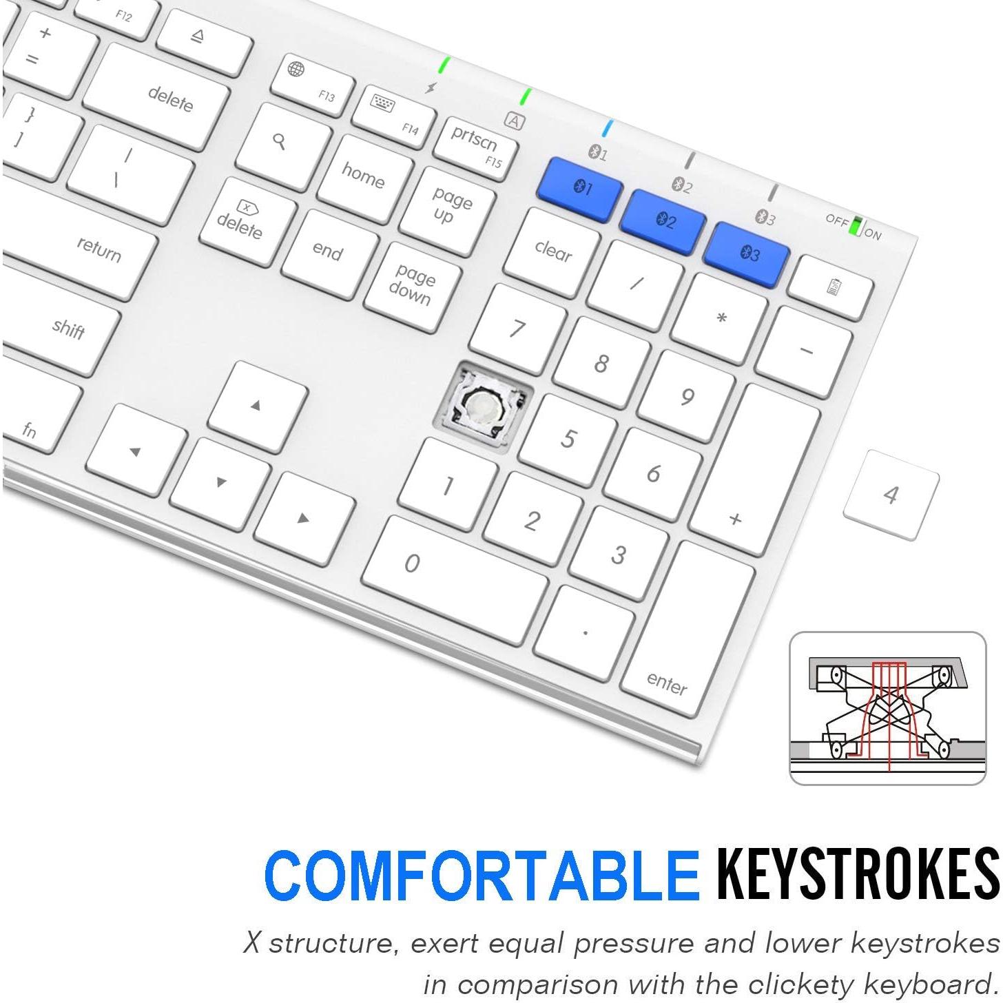 Teclado Bluetooth Arteck para Mac y iPad, Acero Inoxidable, 6 Meses Batería