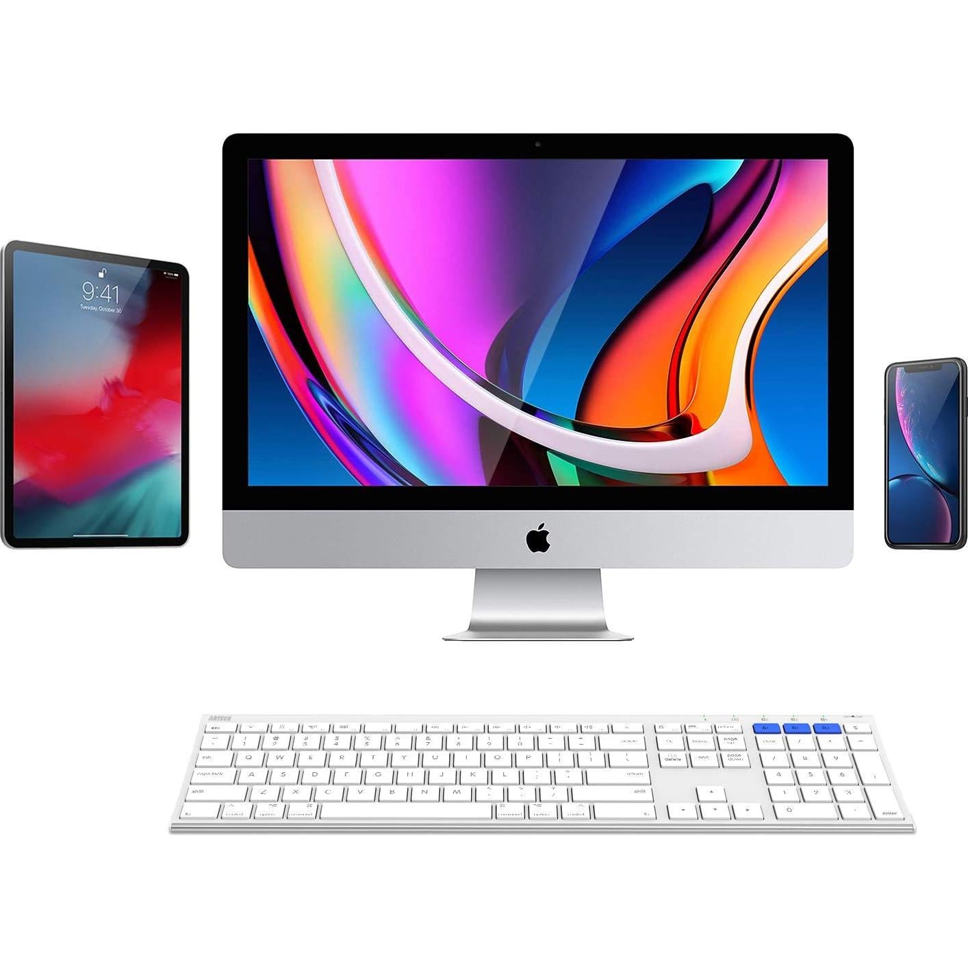 Teclado Bluetooth Arteck para Mac y iPad, Acero Inoxidable, 6 Meses Batería