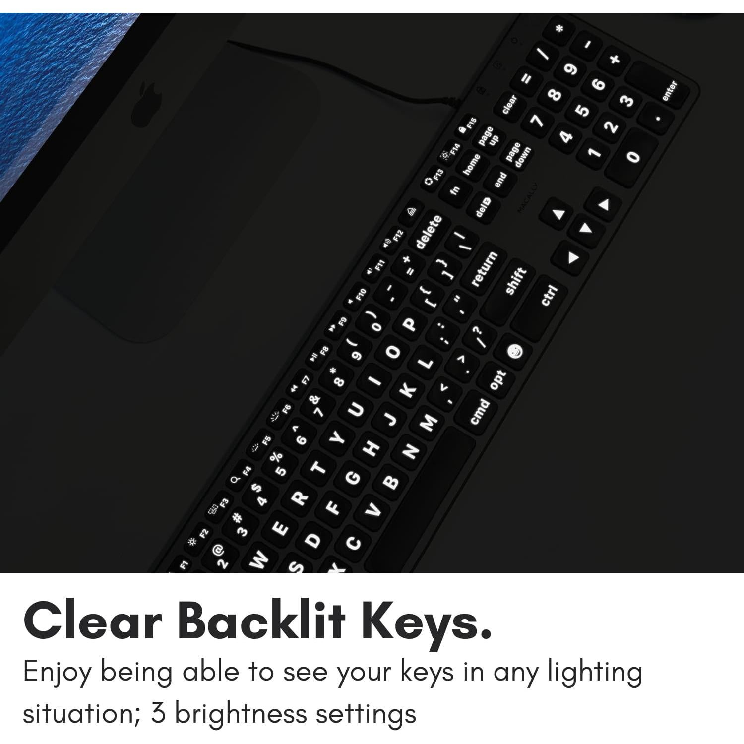 Teclado Macally USB-C y A Retroiluminado 107 Teclas