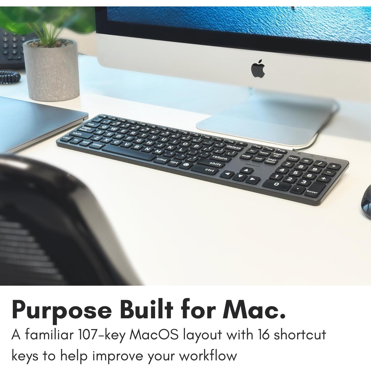 Teclado Macally USB-C y A Retroiluminado 107 Teclas