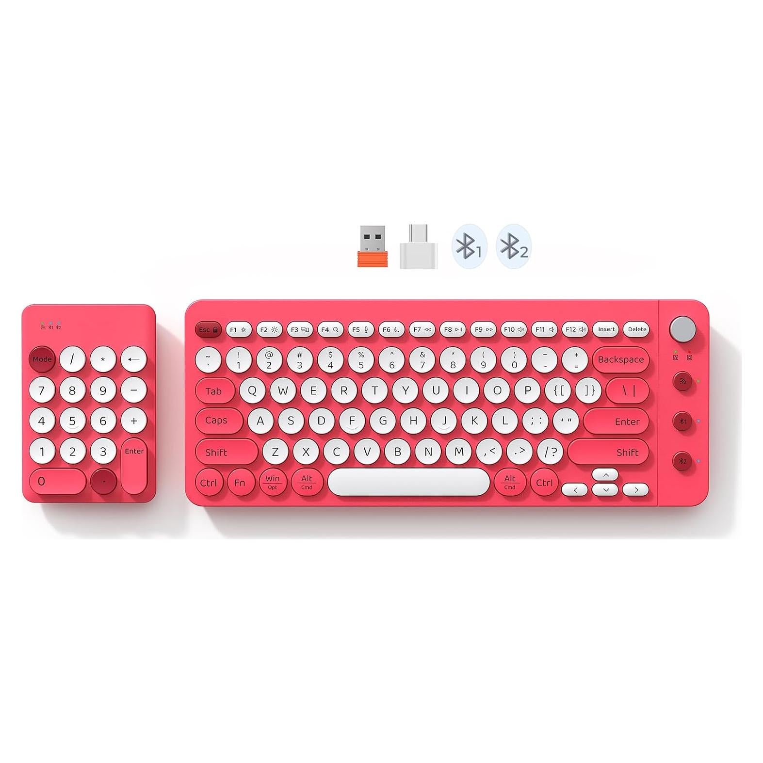 Teclado Ergonómico Inalámbrico Dividido Shepu Rosa con Teclado Numérico