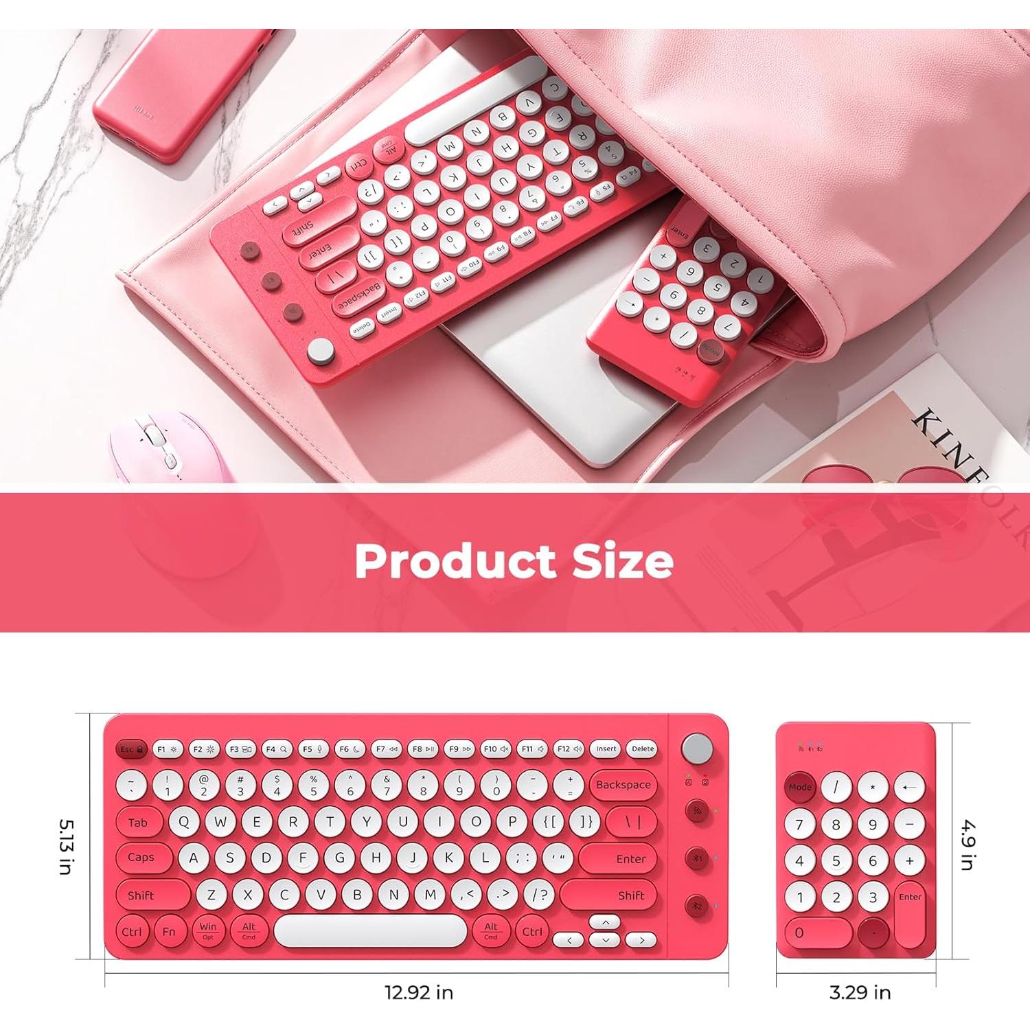 Teclado Ergonómico Inalámbrico Dividido Shepu Rosa con Teclado Numérico