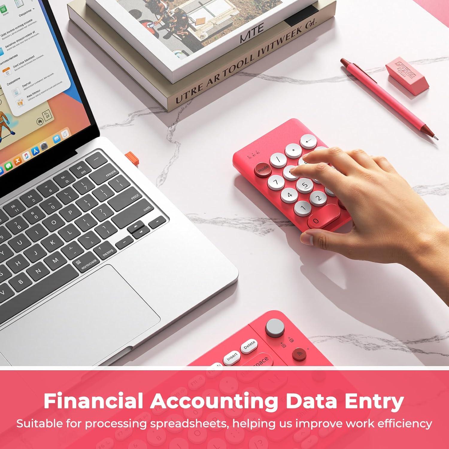 Teclado Ergonómico Inalámbrico Dividido Shepu Rosa con Teclado Numérico