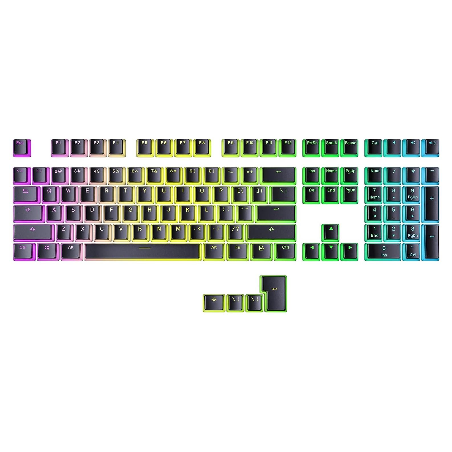 Teclas de Pudding Geeky PBT Doble Inyección 112 Teclas RGB