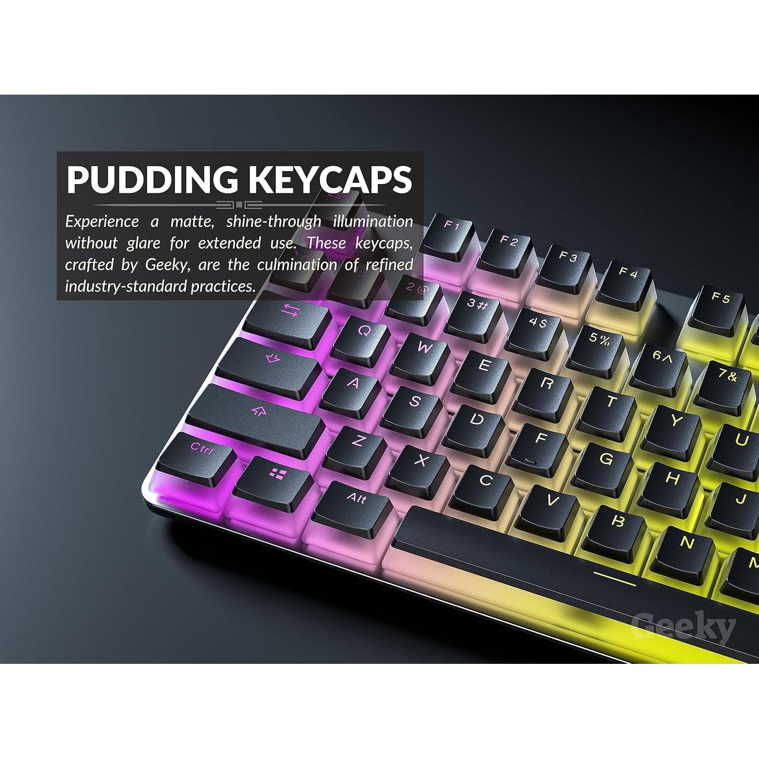 Teclas de Pudding Geeky PBT Doble Inyección 112 Teclas RGB