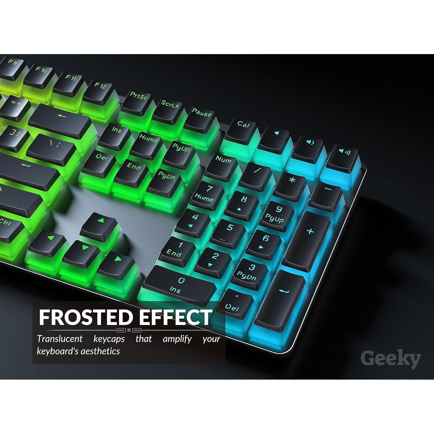 Teclas de Pudding Geeky PBT Doble Inyección 112 Teclas RGB