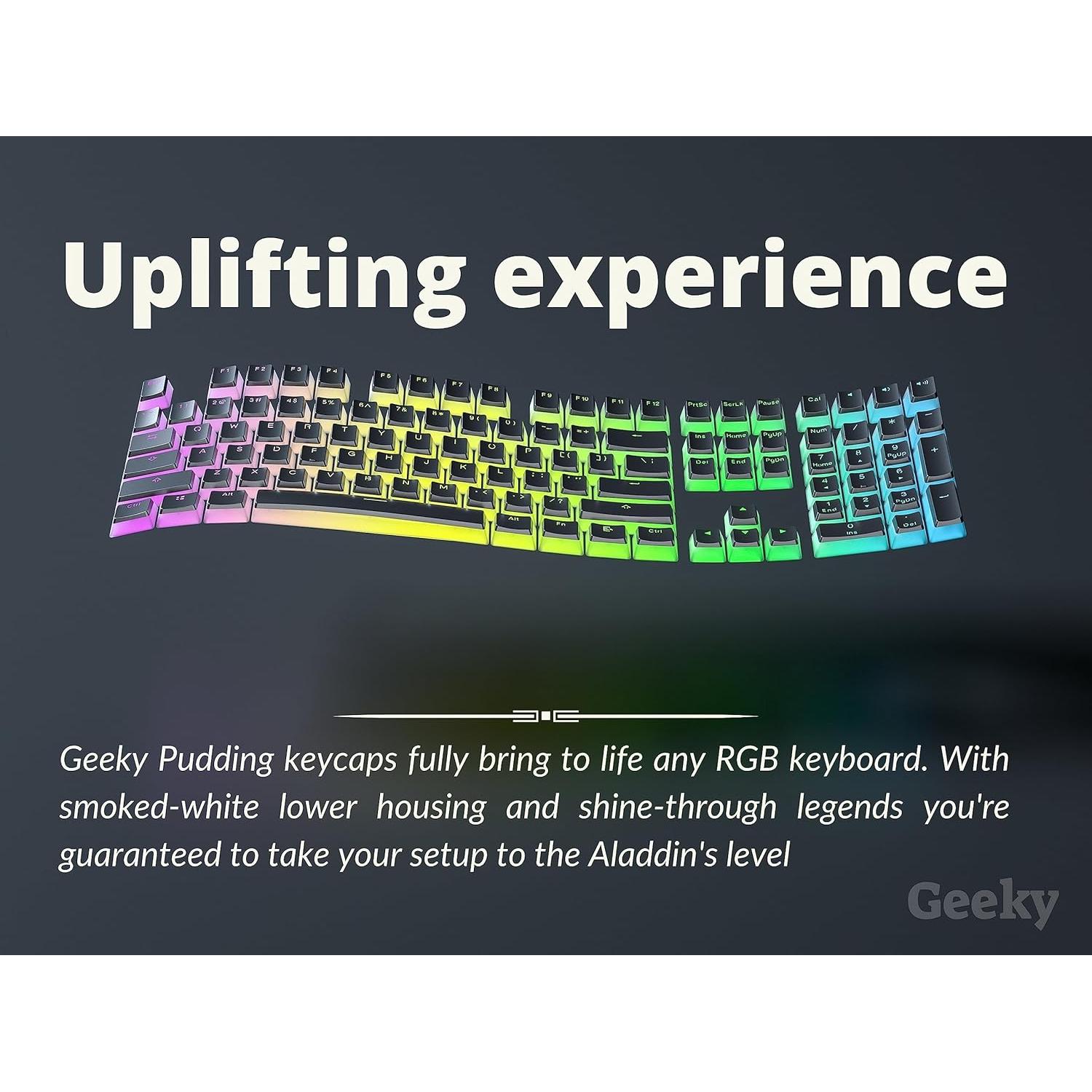 Teclas de Pudding Geeky PBT Doble Inyección 112 Teclas RGB