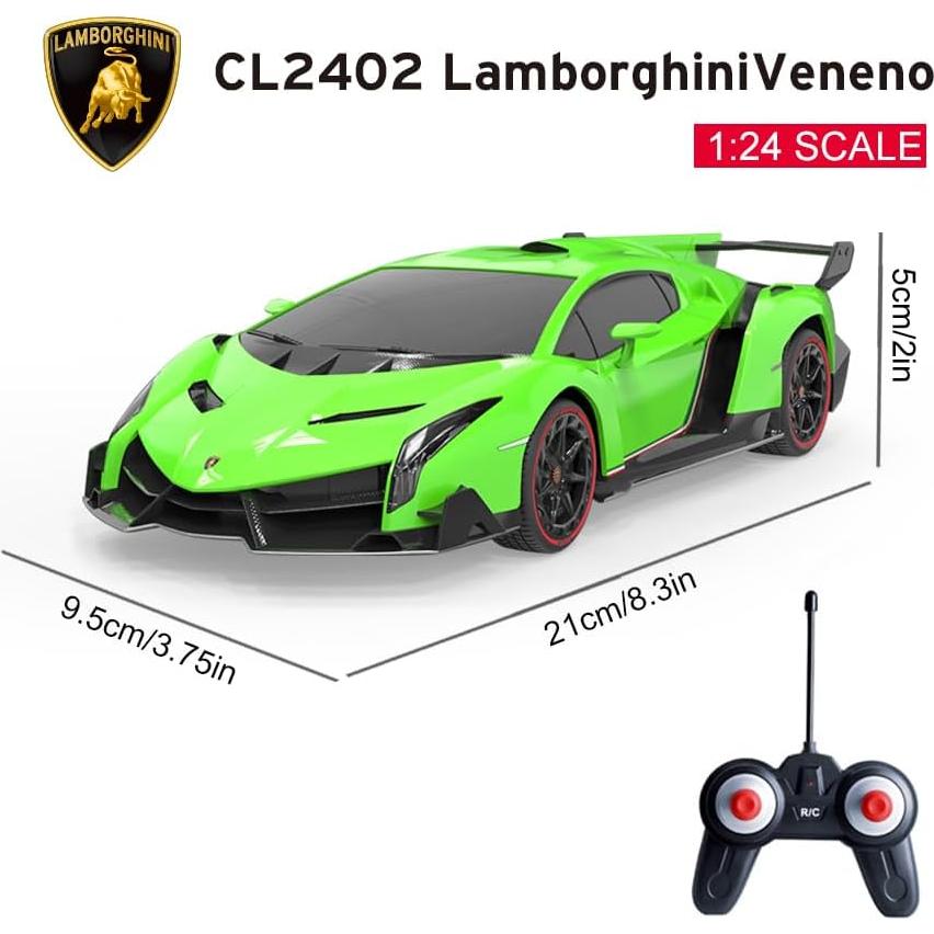 Coche RC Vinie Lamborghini Veneno 1:24 Verde con Luces LED
