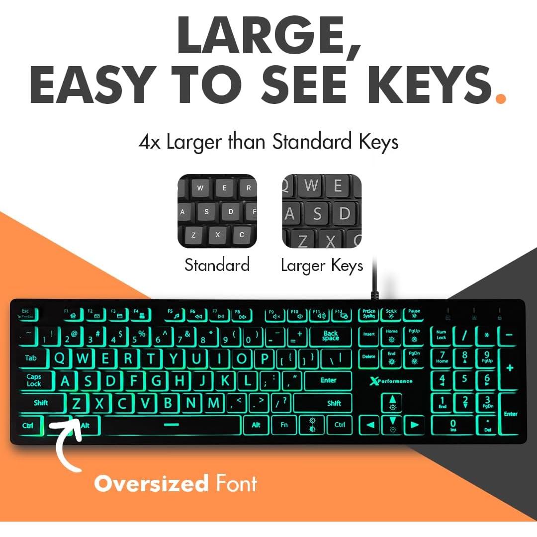 Combo Teclado y Ratón X9 Retroiluminado Letras Grandes USB