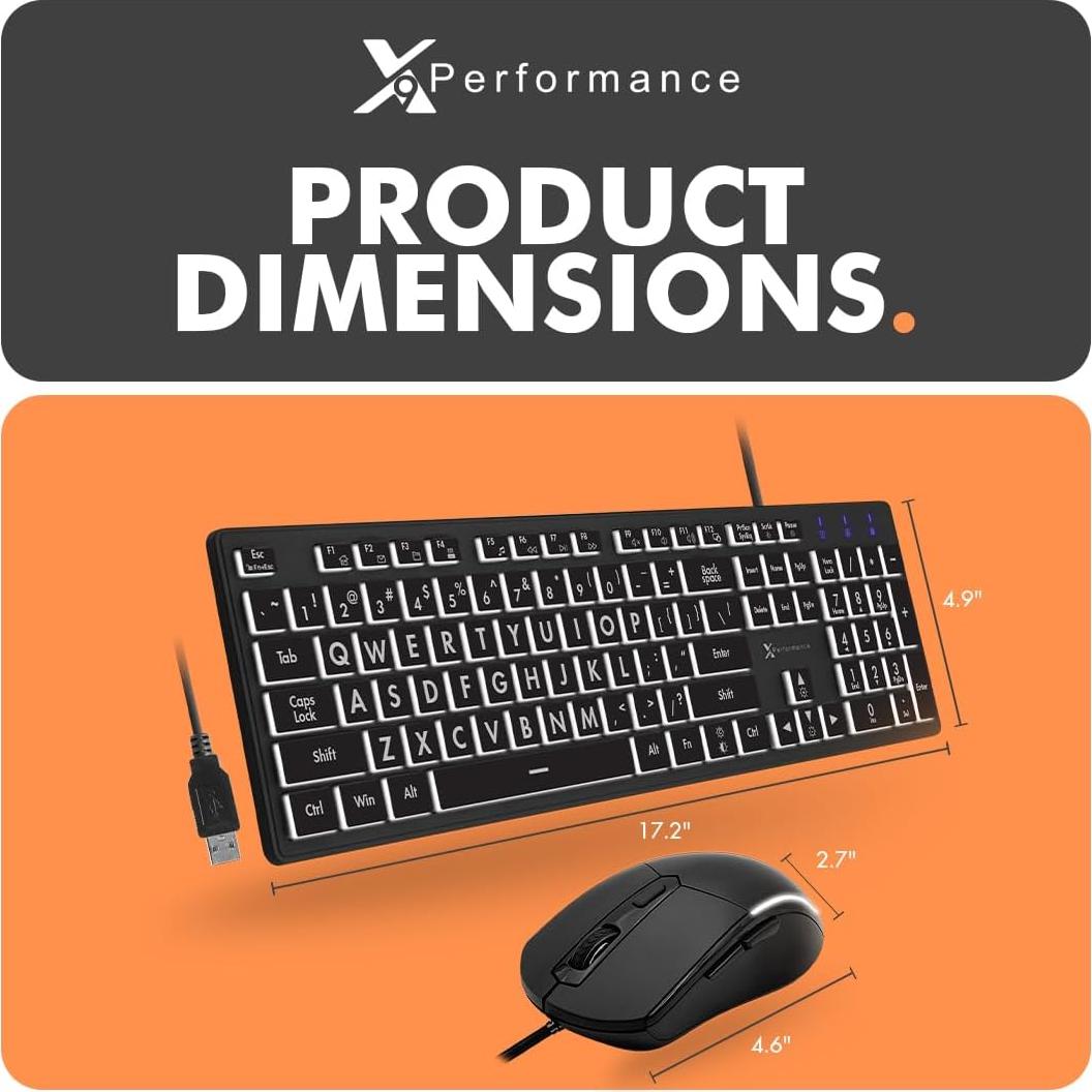 Combo Teclado y Ratón X9 Retroiluminado Letras Grandes USB