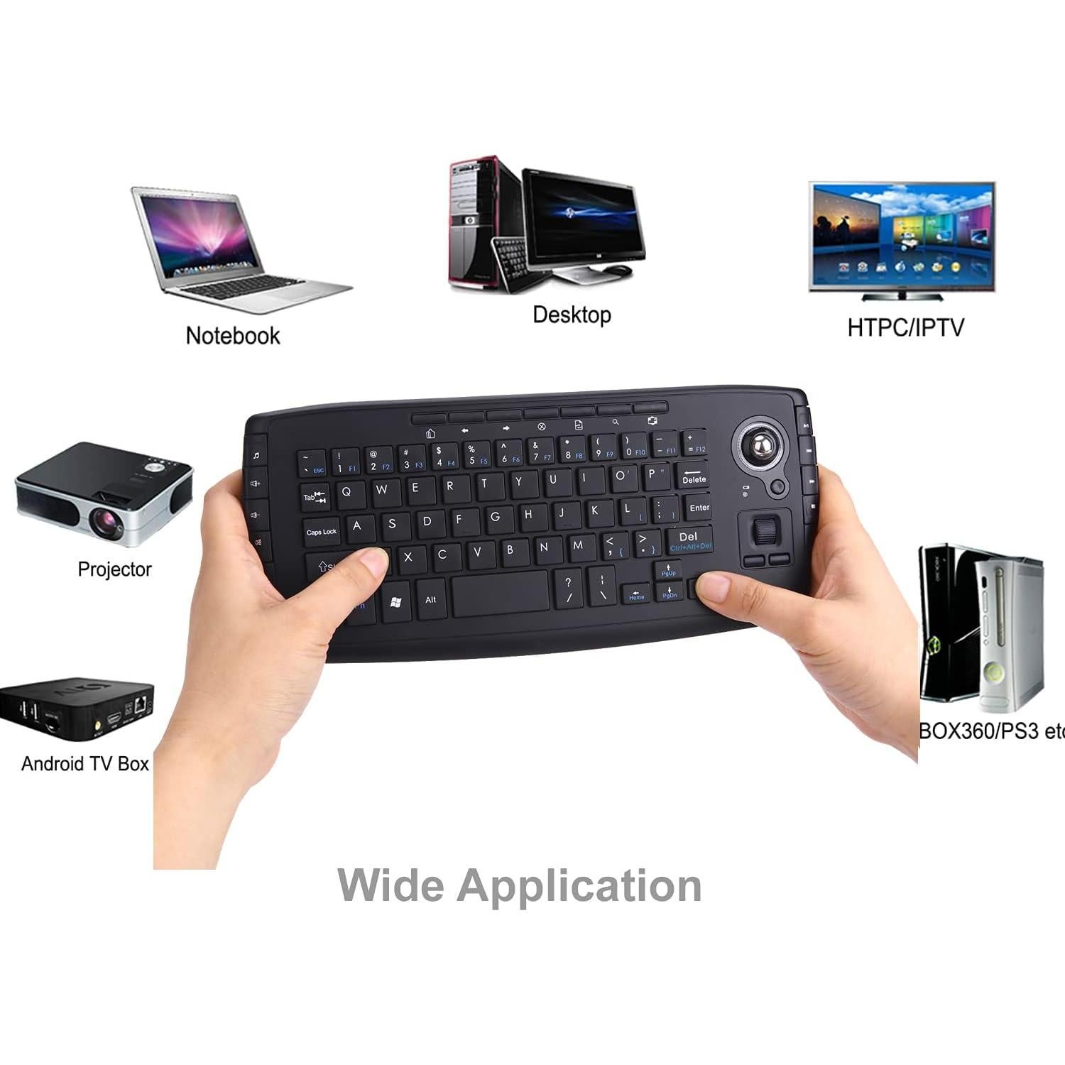 Teclado Mini Inalámbrico Fonicer con Trackball y Multimedia