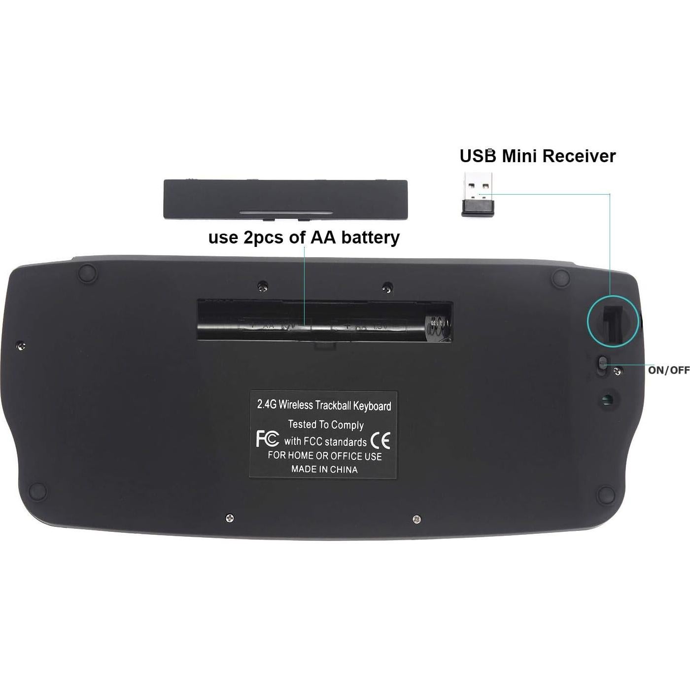 Teclado Mini Inalámbrico Fonicer con Trackball y Multimedia