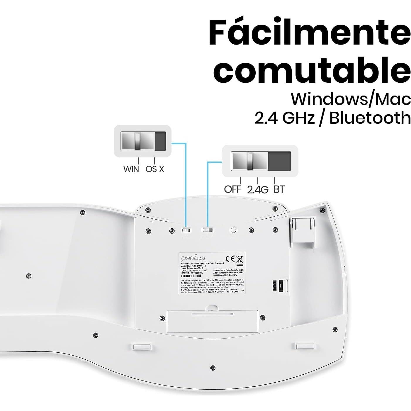 Teclado Inalámbrico Perixx PERIBOARD-612W ES Dual Bluetooth