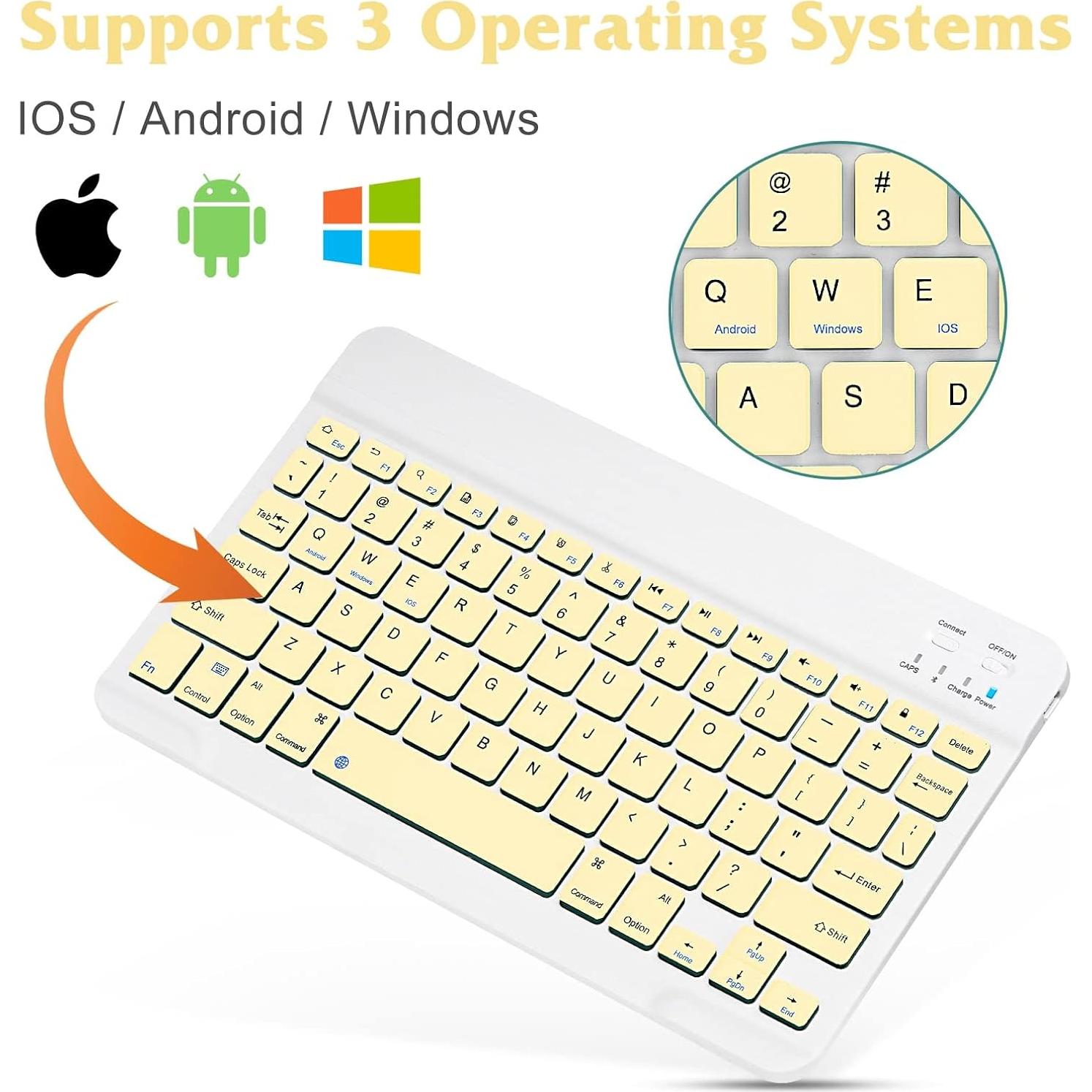 Rechargeable Bluetooth Keyboard and Mouse Combo Ultra Slim Full-Size Keyboard and Ergonomic Mouse for Xiaomi Redmi Note 11 Pro 5G and All Bluetooth Enabled Mac/Tablet/iPad/PC/Laptop -Banana Yellow