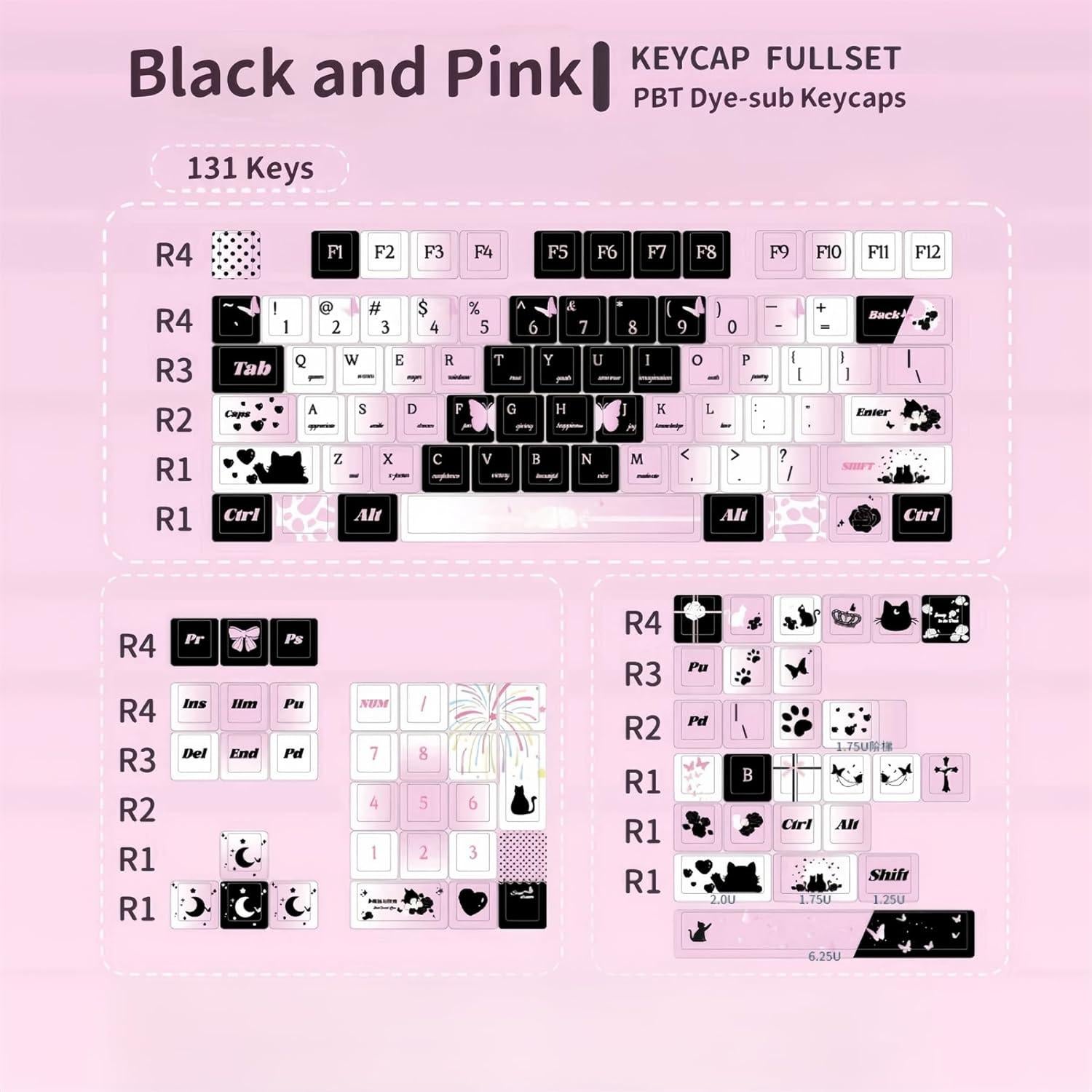 Conjunto de Teclas Personalizadas ZMX 131 Teclas PBT Kawaii