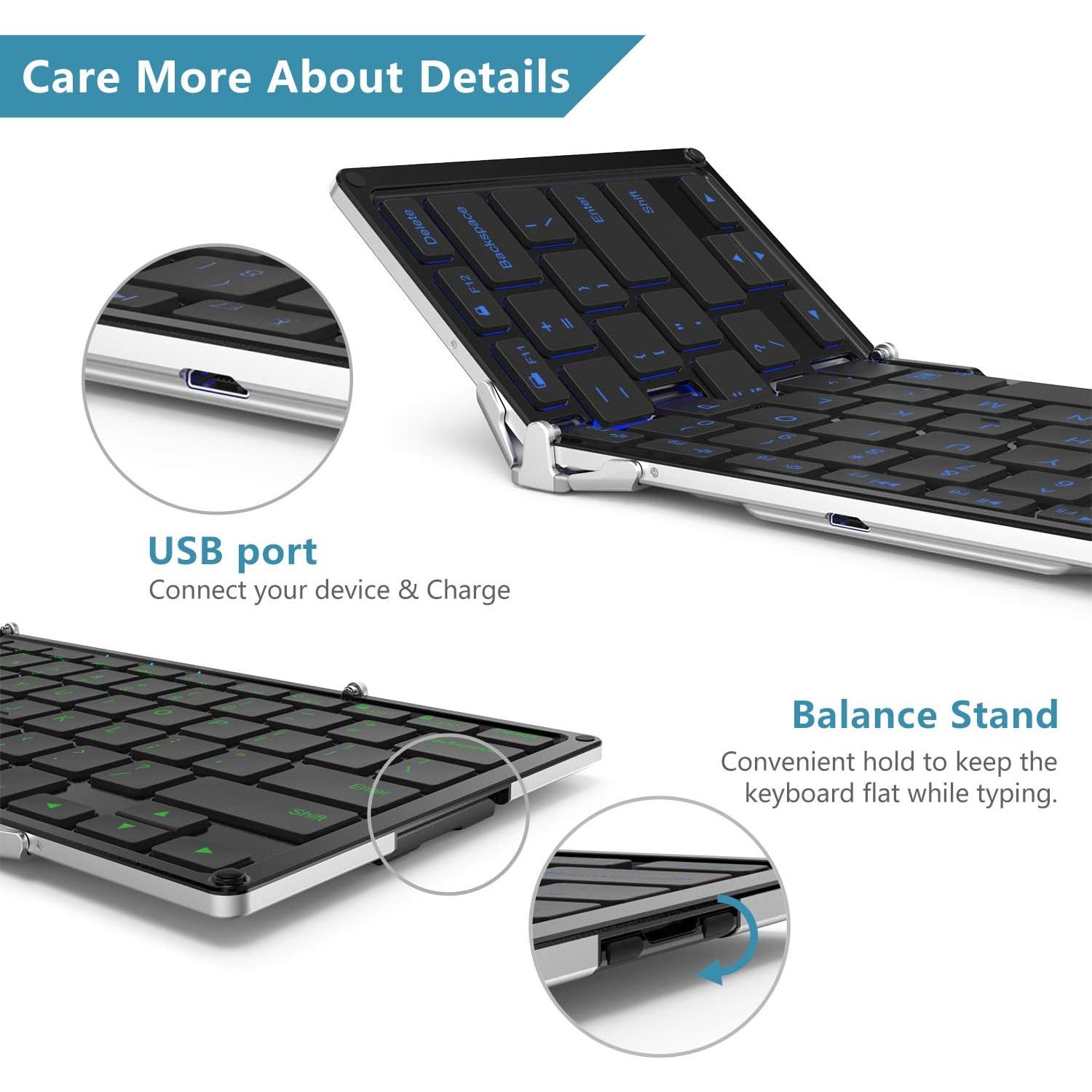 Teclado Bluetooth iClever BK05 Plegable con Retroiluminación