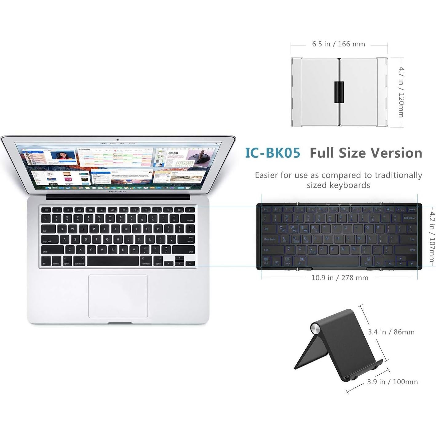 Teclado Bluetooth iClever BK05 Plegable con Retroiluminación