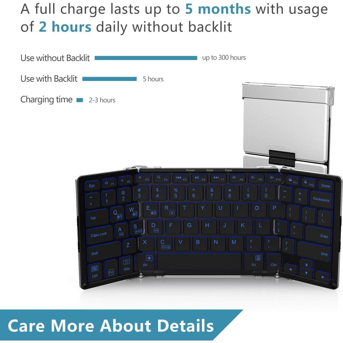 Teclado Bluetooth iClever BK05 Plegable con Retroiluminación