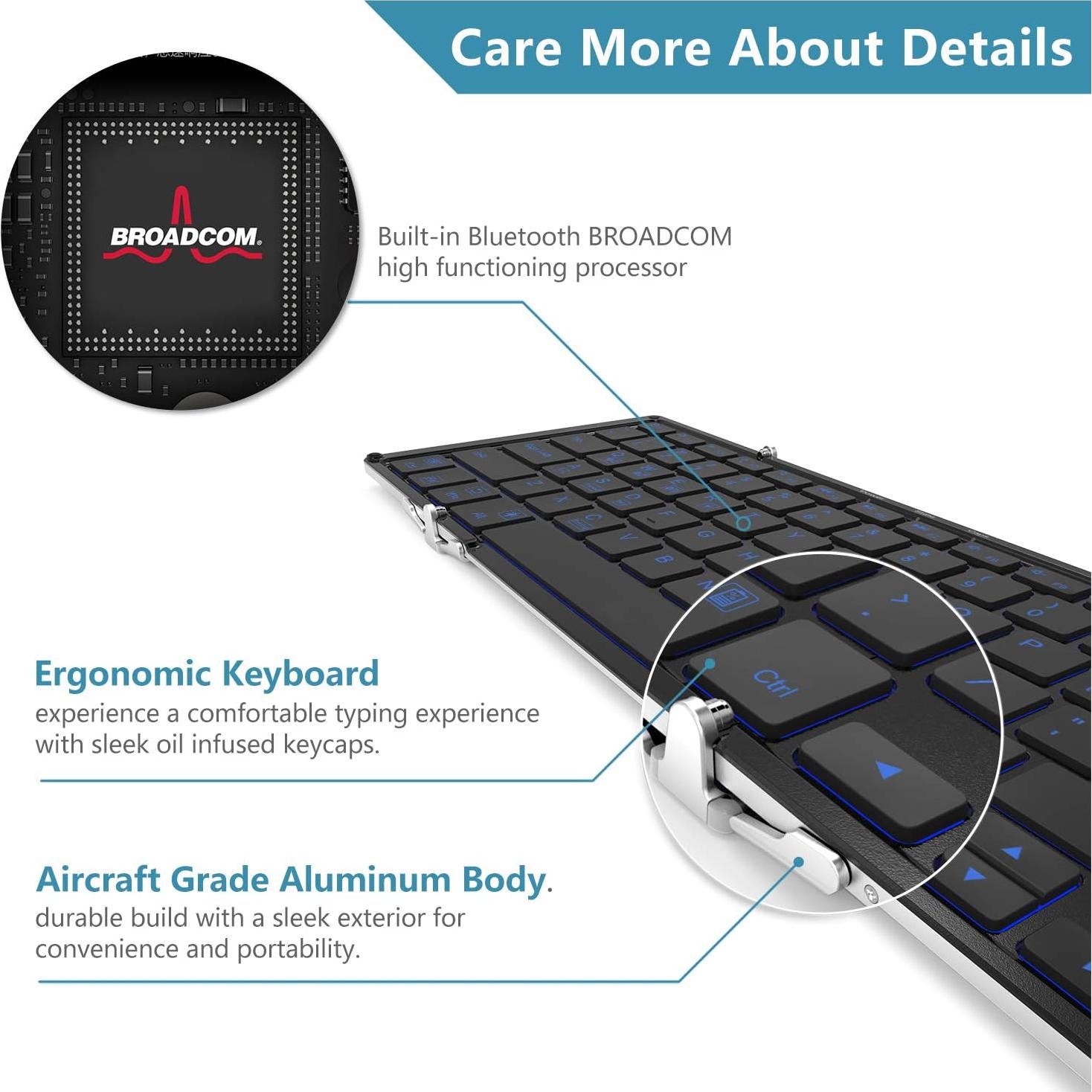 Teclado Bluetooth iClever BK05 Plegable con Retroiluminación