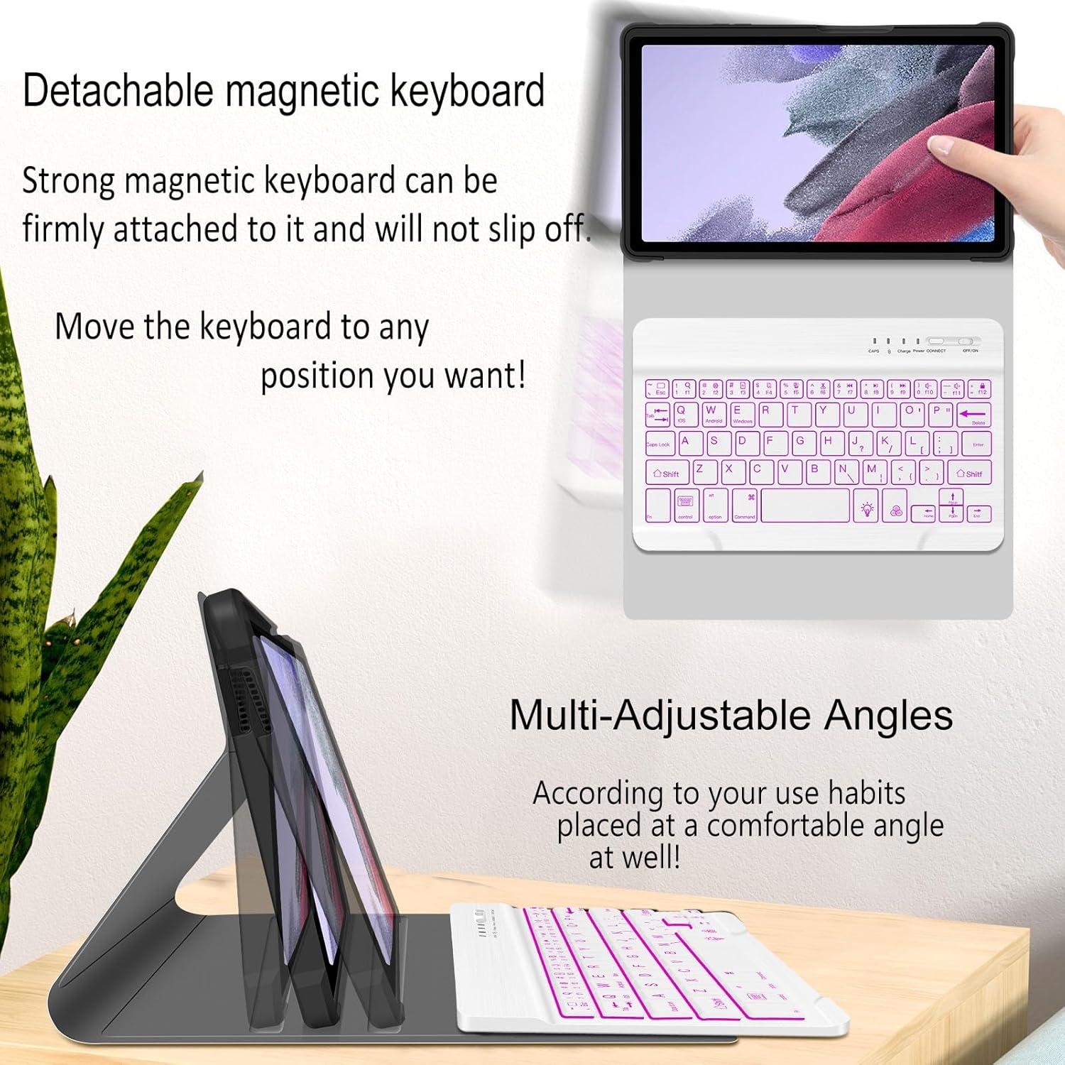 Funda Teclado Retroiluminado WERNURPAI para Galaxy A7 Lite 8.7"