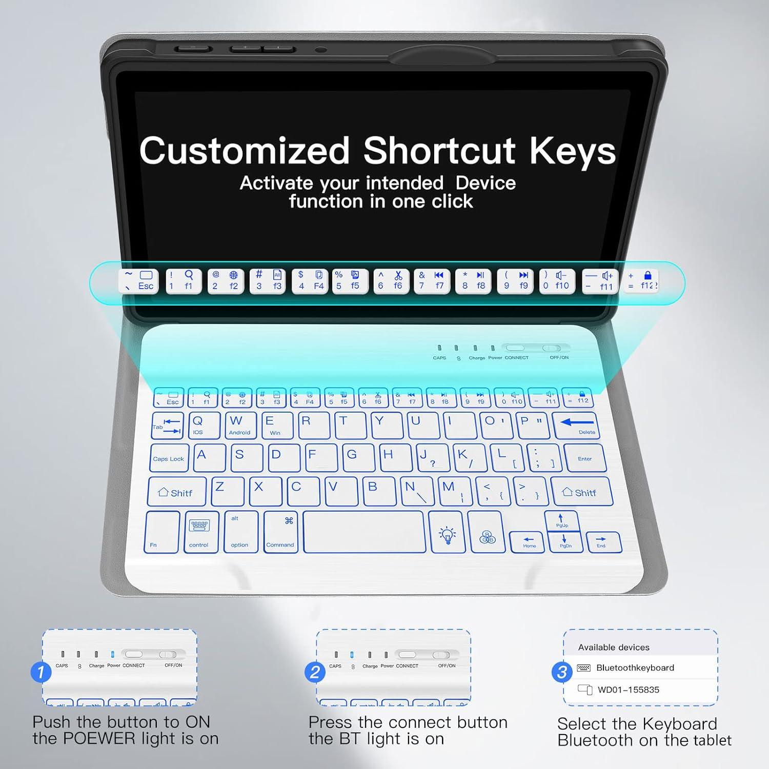 Funda Teclado Retroiluminado WERNURPAI para Galaxy A7 Lite 8.7"