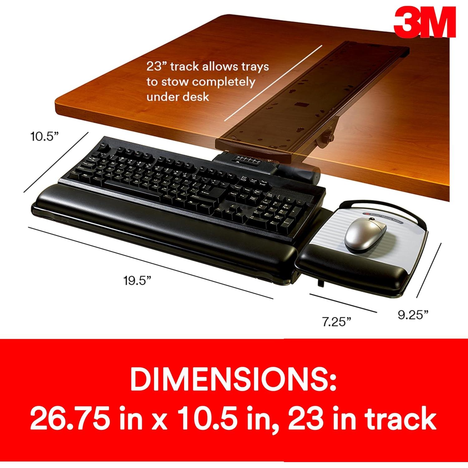 Bandeja de Teclado Ajustable 3M AKT180LE Ergonomía Negra