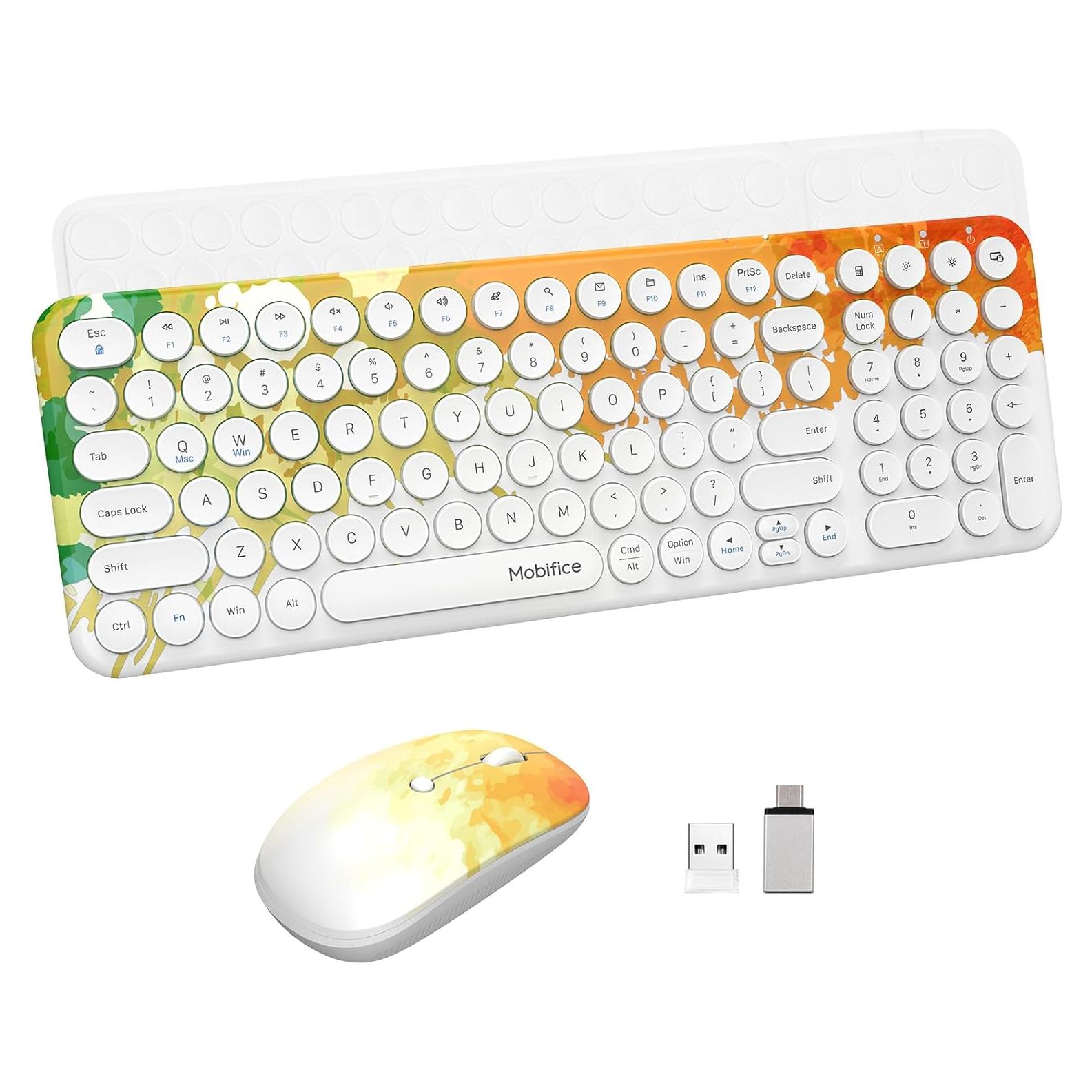 Combo Teclado y Ratón Inalámbrico Mobifice Naranja Graffiti