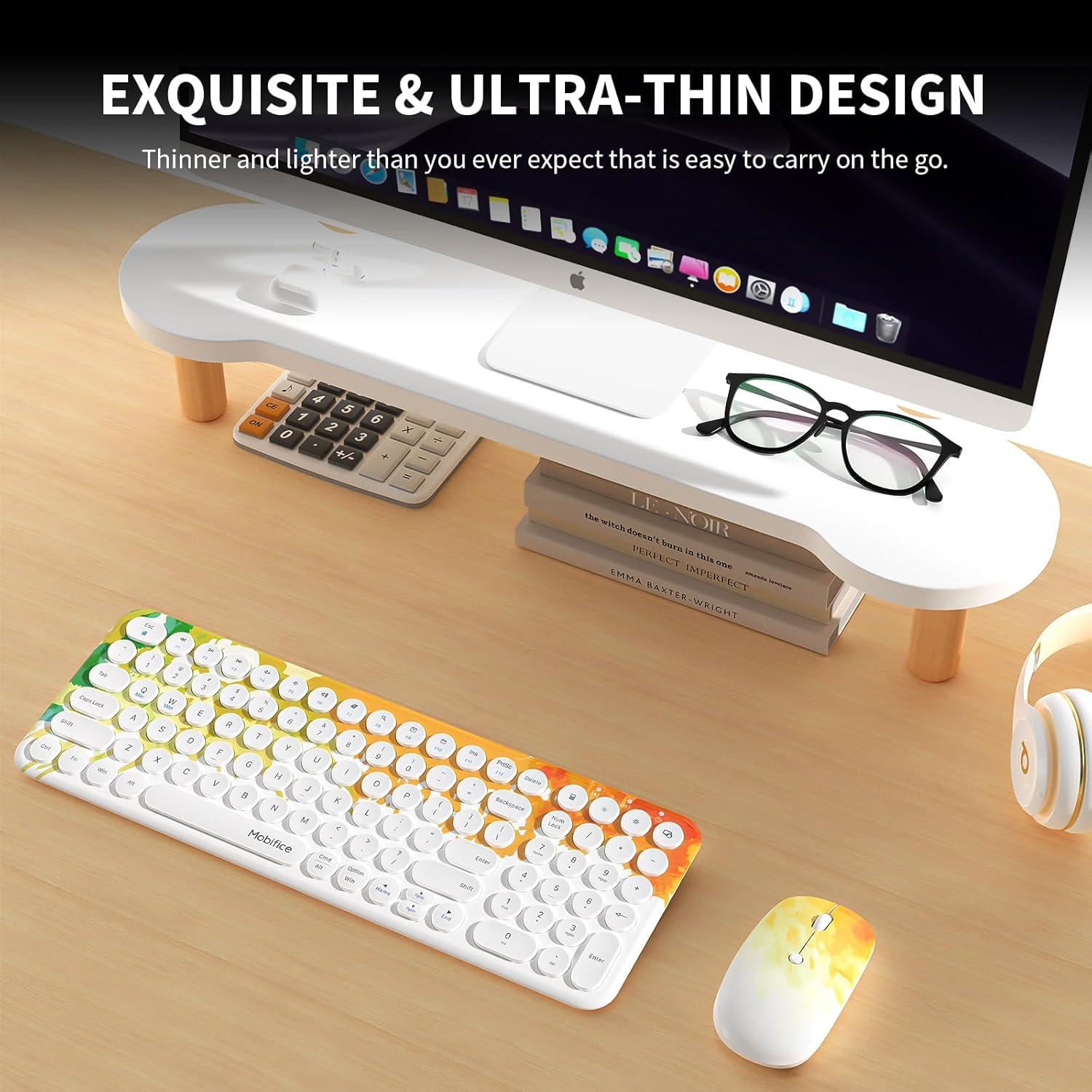 Combo Teclado y Ratón Inalámbrico Mobifice Naranja Graffiti