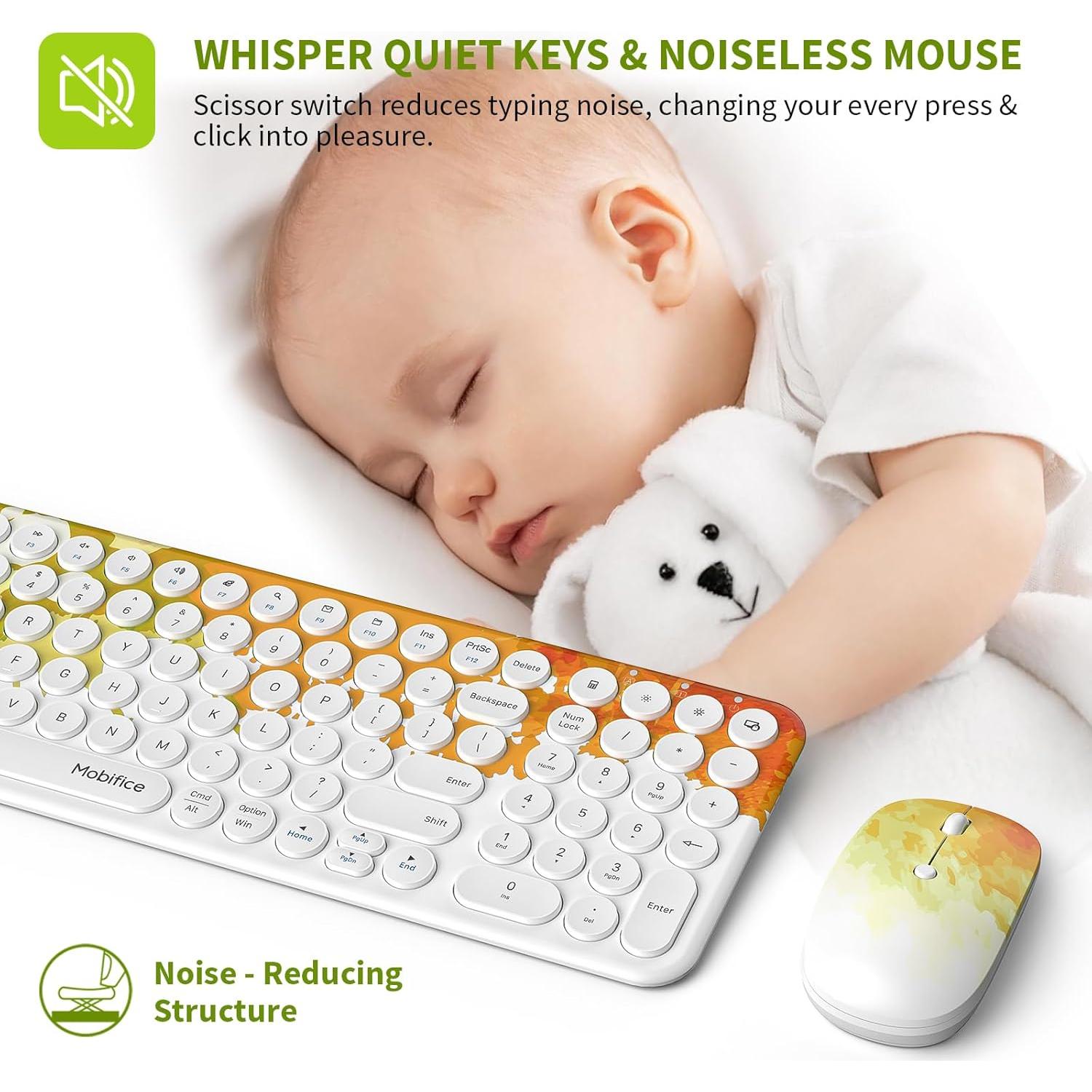 Combo Teclado y Ratón Inalámbrico Mobifice Naranja Graffiti