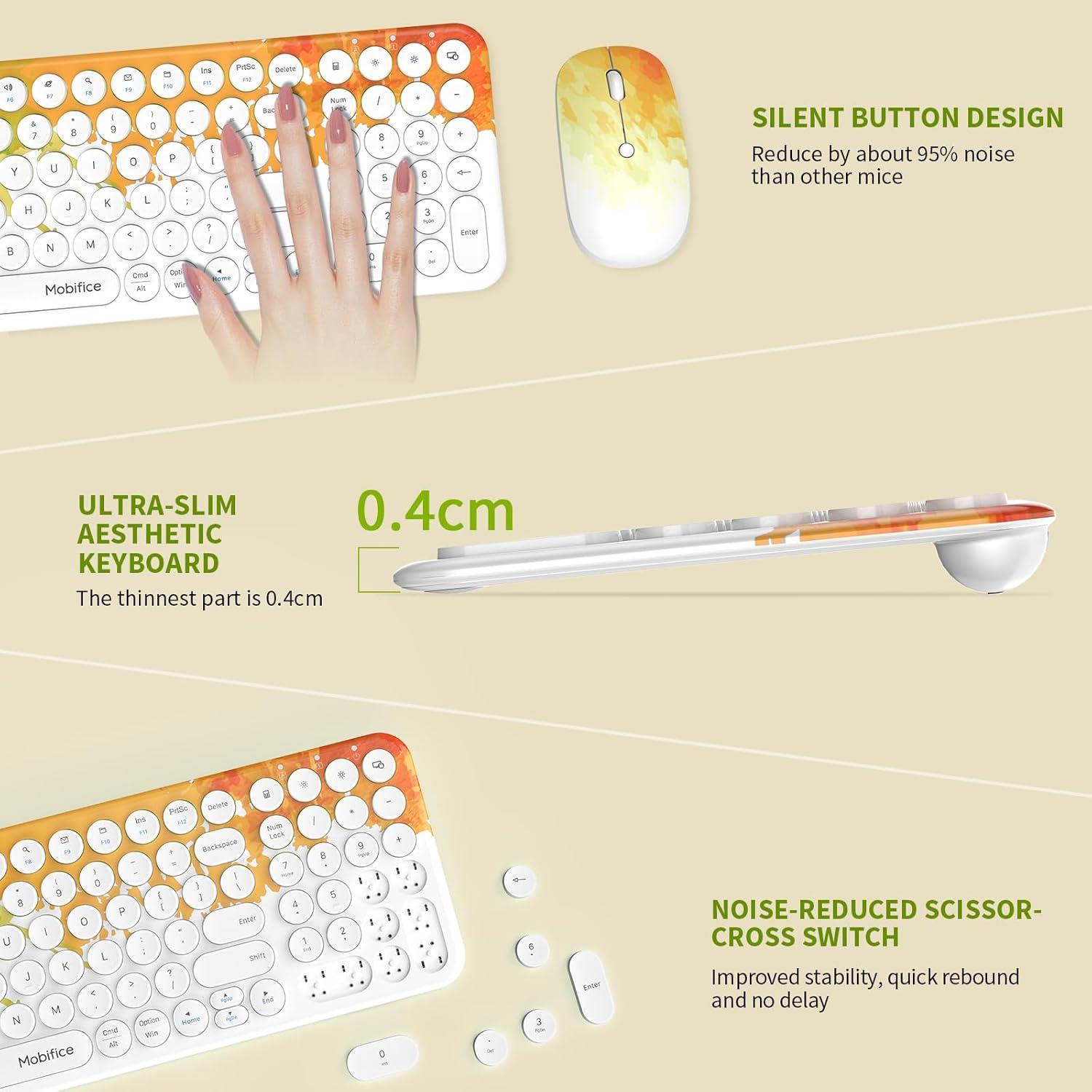 Combo Teclado y Ratón Inalámbrico Mobifice Naranja Graffiti