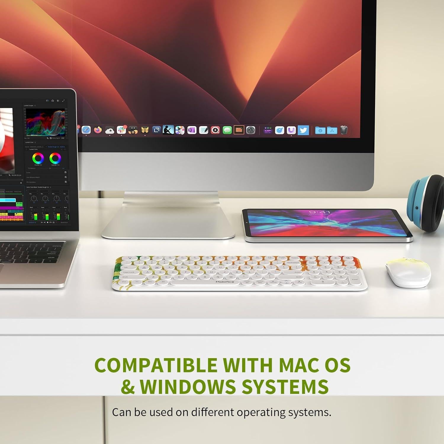 Combo Teclado y Ratón Inalámbrico Mobifice Naranja Graffiti