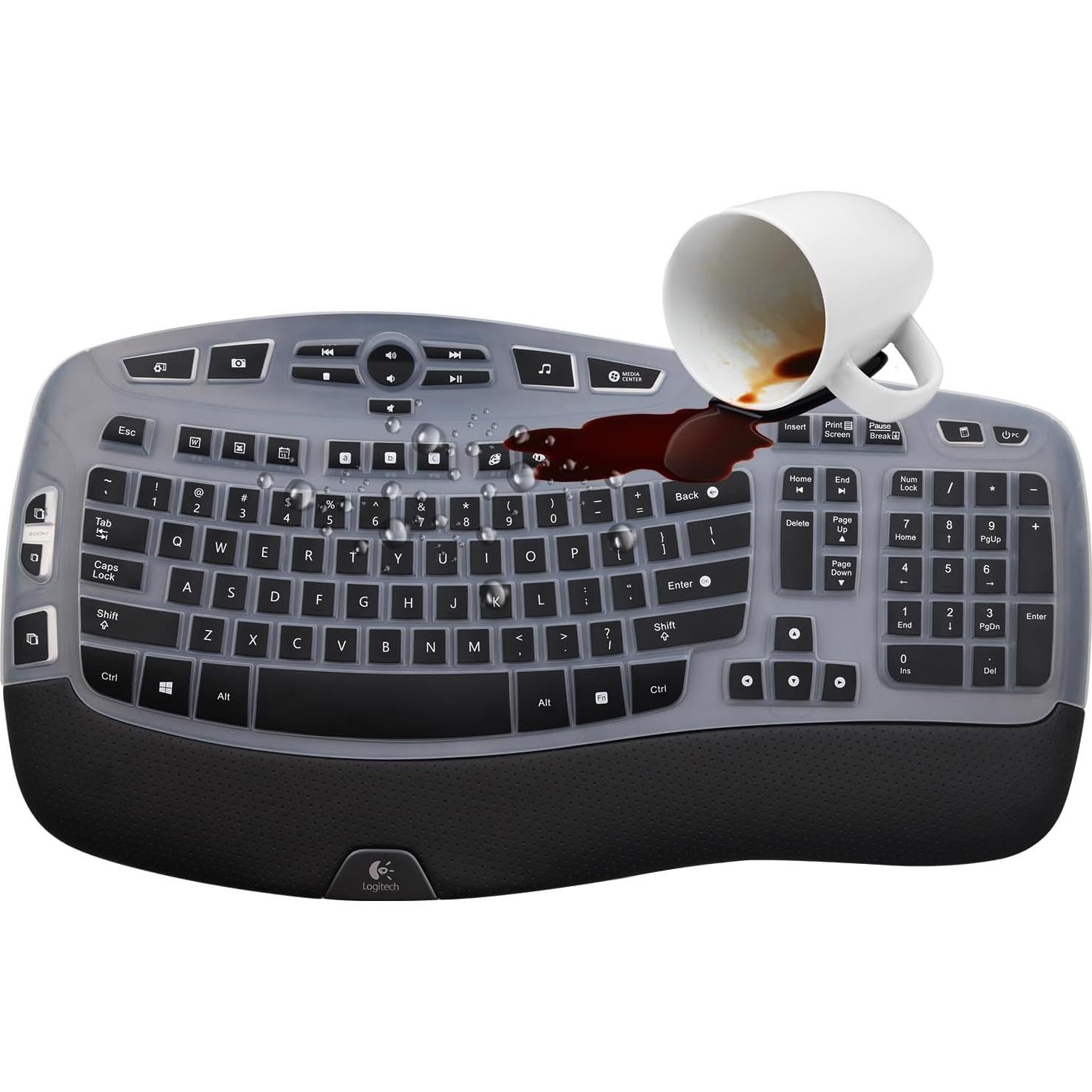 Cubierta de Teclado Logitech K350 MK570 MK550 Silicona Negra