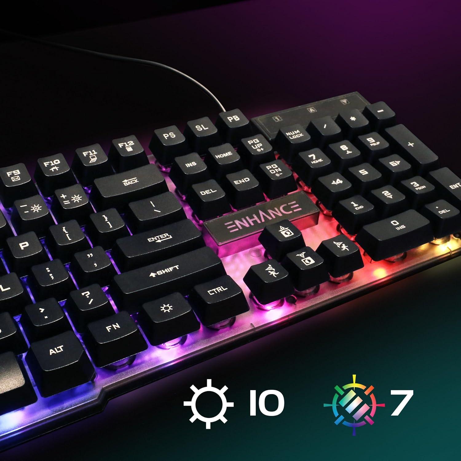 Teclado para Juegos ENHANCE Voltaic 2 Retroiluminado LED 104 Teclas