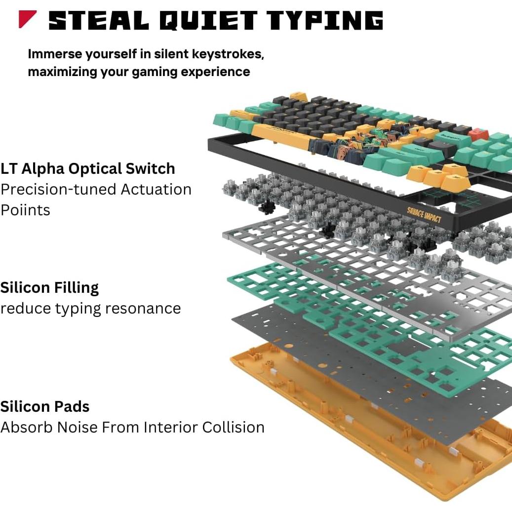 Teclado Gaming Bloody AT87-Renegade Óptico TKL PBT RGB