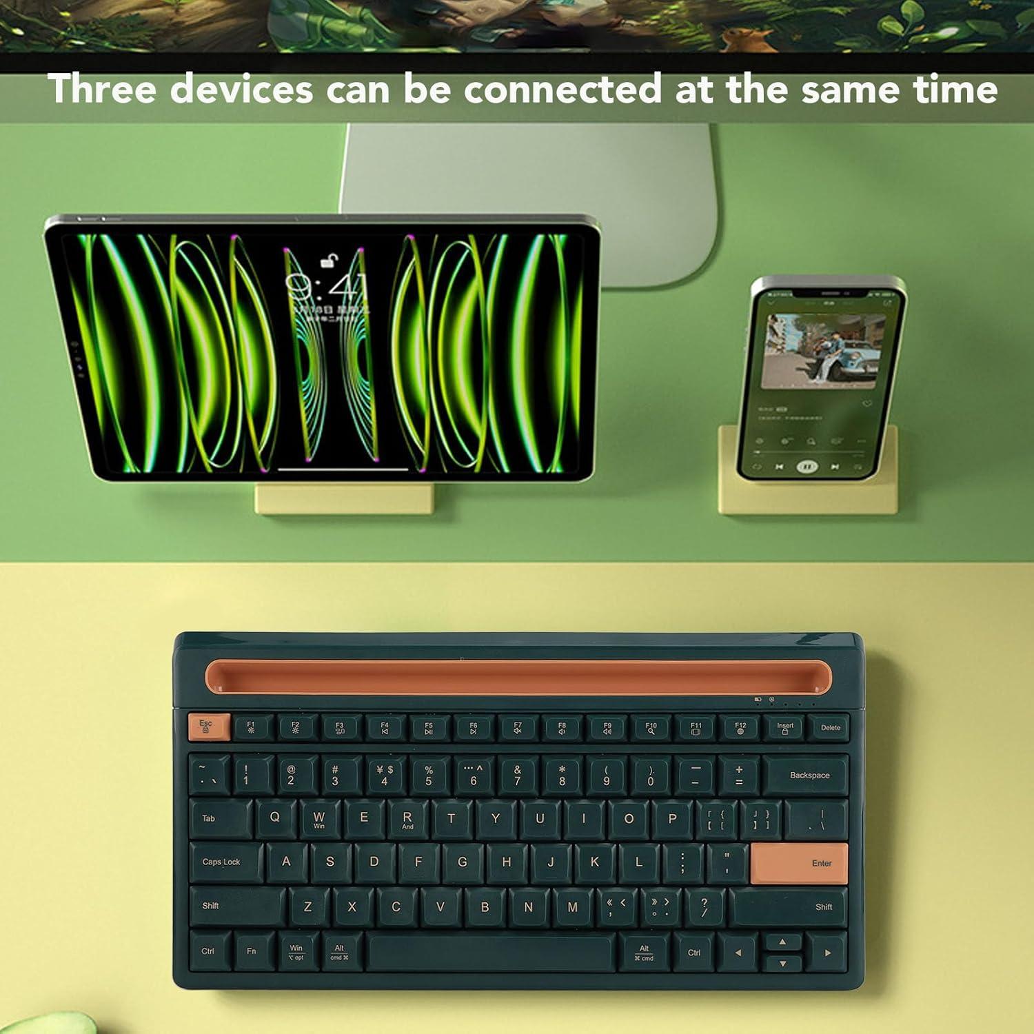 Teclado Bluetooth Inalámbrico Dpofirs 79 Teclas Verde Oscuro