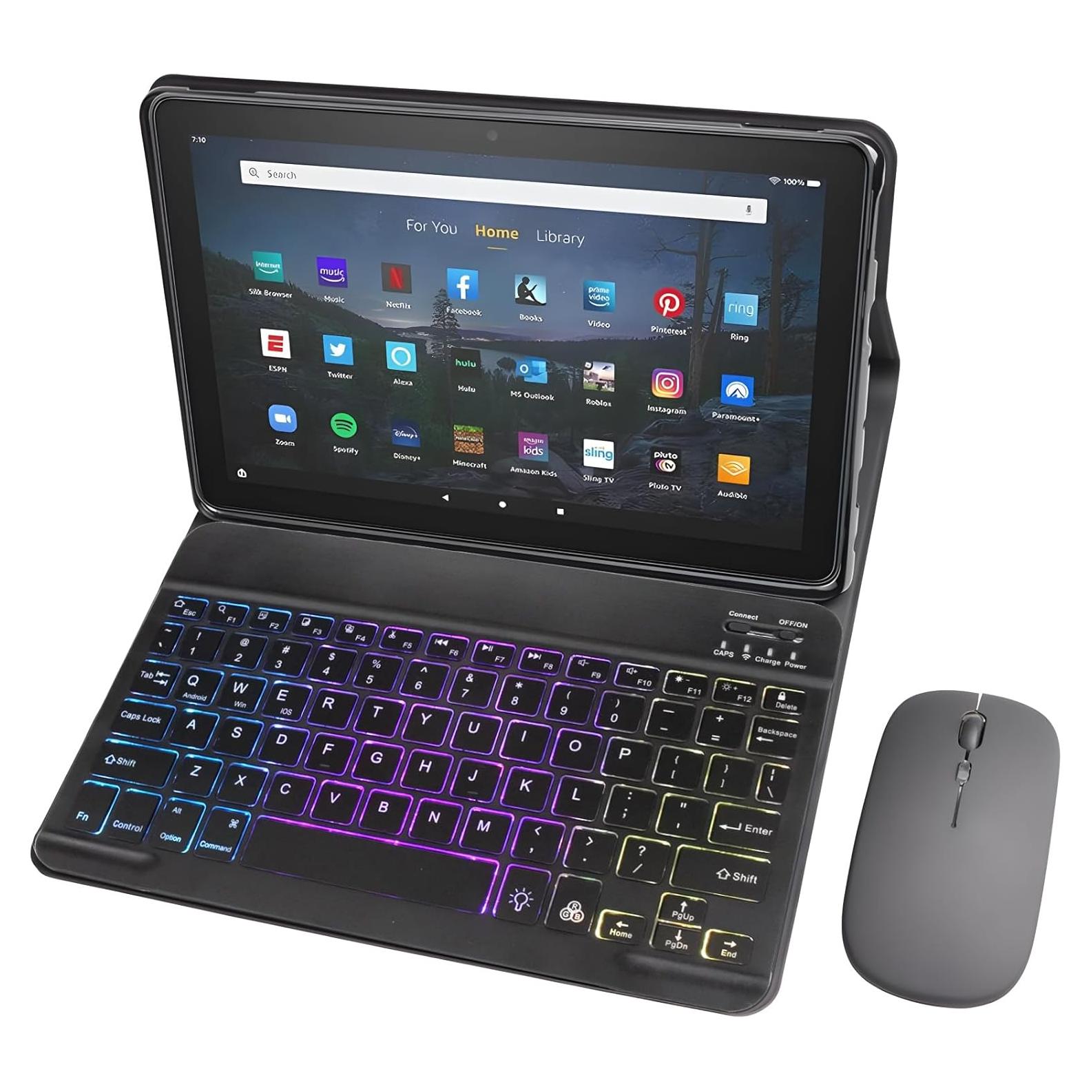 Funda con Teclado Bluetooth GYSDCAZ para Kindle Fire HD 10.1"