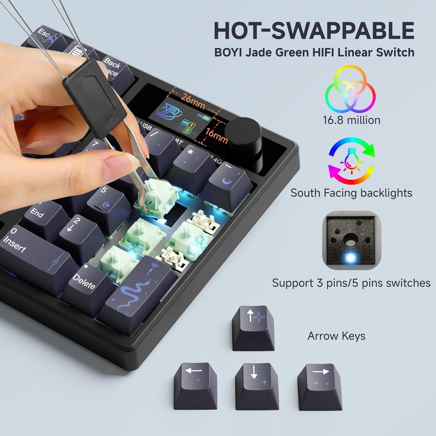 Teclado Numérico Mecánico BOYI TD31Pro Inalámbrico RGB