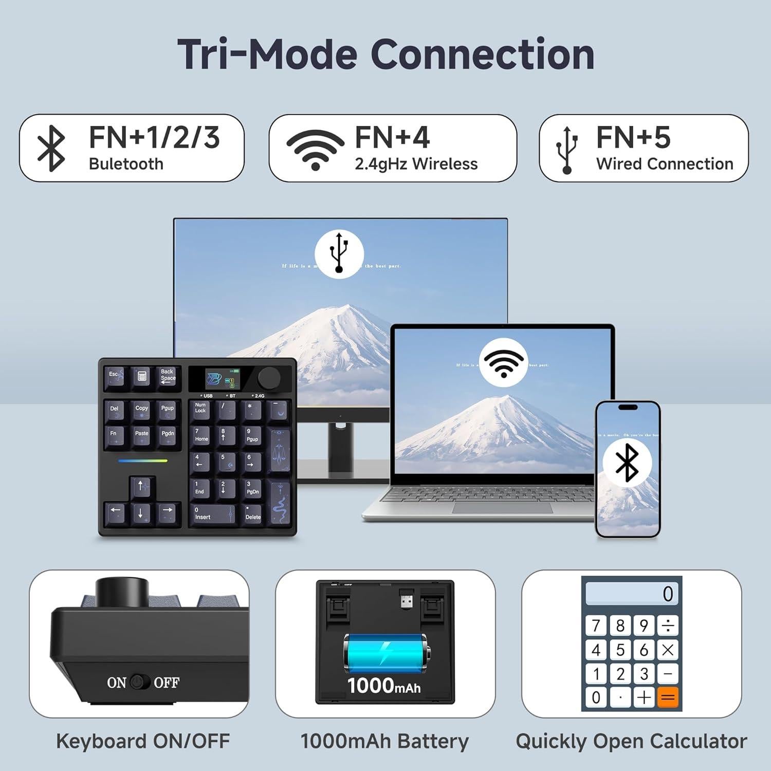 Teclado Numérico Mecánico BOYI TD31Pro Inalámbrico RGB