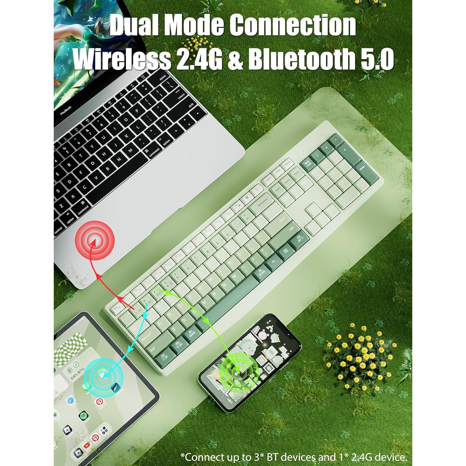 Teclado Inalámbrico TISHLED K161D 106 Teclas Verde Matcha