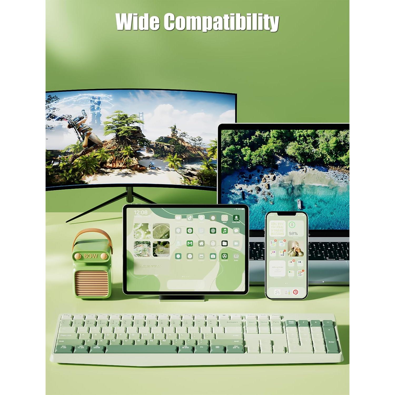 Teclado Inalámbrico TISHLED K161D 106 Teclas Verde Matcha